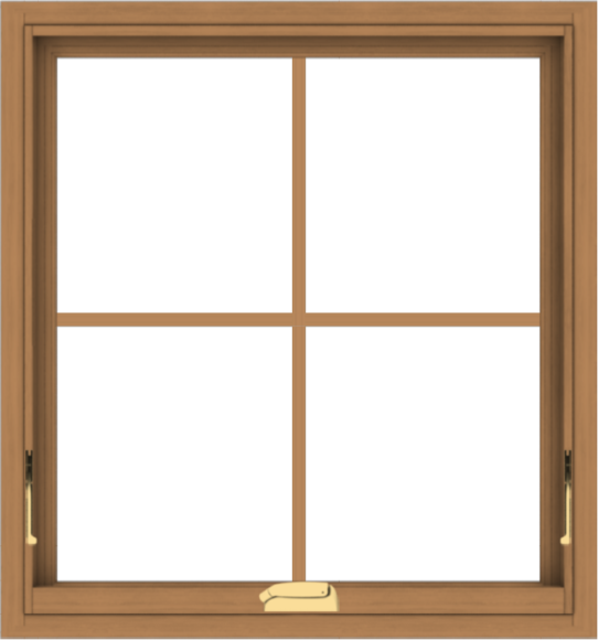 WDMA 28x30 (27.5 x 29.5 inch) Oak Wood Dark Brown Bronze Aluminum Crank out Awning Window with Colonial Grids Interior