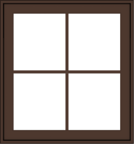 WDMA 28x30 (27.5 x 29.5 inch) Oak Wood Dark Brown Bronze Aluminum Crank out Awning Window with Colonial Grids Exterior