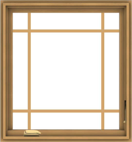 WDMA 28x30 (27.5 x 29.5 inch) Pine Wood Dark Grey Aluminum Crank out Casement Window with Prairie Grilles