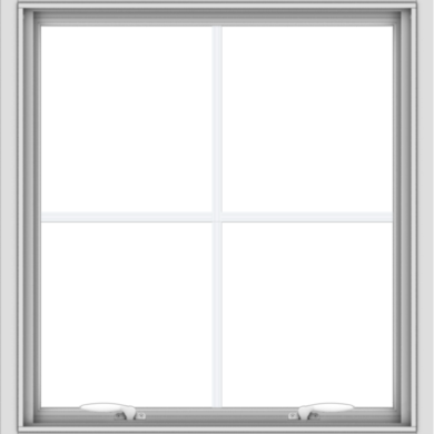 WDMA 28x30 (27.5 x 29.5 inch) White uPVC Vinyl Push out Awning Window with Colonial Grids Interior