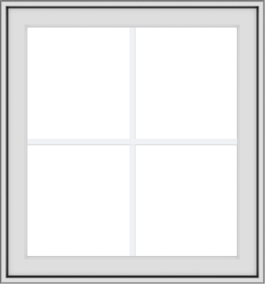 WDMA 28x30 (27.5 x 29.5 inch) White uPVC Vinyl Push out Awning Window with Colonial Grids Exterior