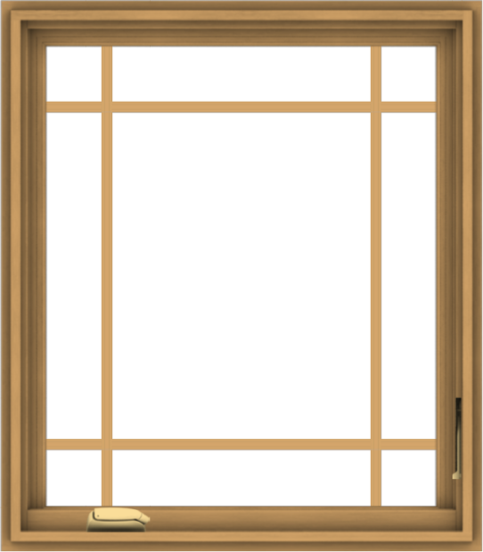 WDMA 28x32 (27.5 x 31.5 inch) Pine Wood Dark Grey Aluminum Crank out Casement Window with Prairie Grilles