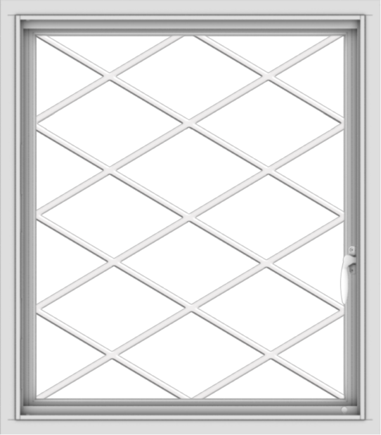 WDMA 28x32 (27.5 x 31.5 inch) Vinyl uPVC White Push out Casement Window  with Diamond Grills