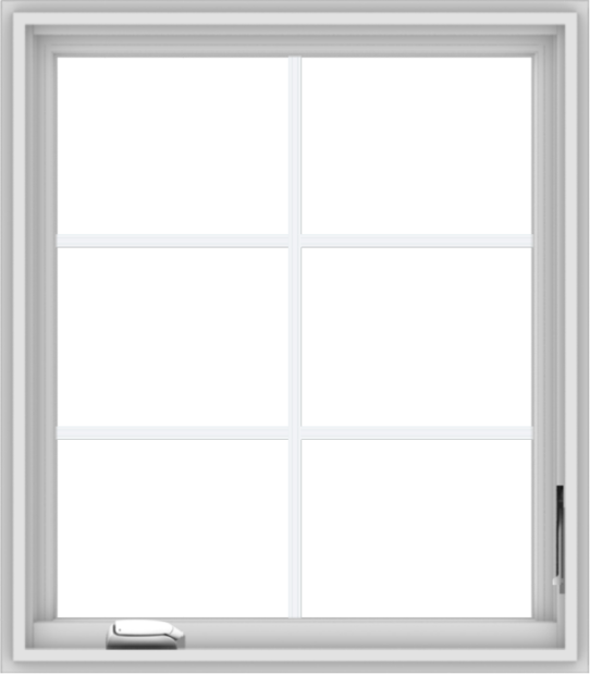 WDMA 28x32 (27.5 x 31.5 inch) White Vinyl uPVC Crank out Casement Window with Colonial Grids