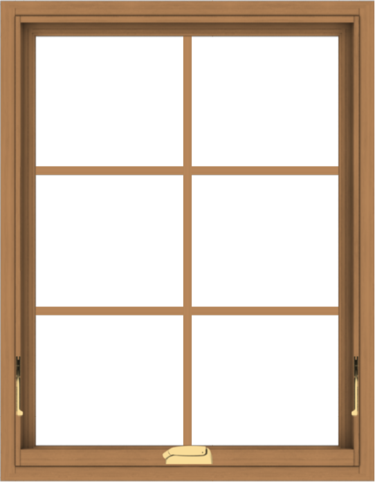 WDMA 28x36 (27.5 x 35.5 inch) Oak Wood Dark Brown Bronze Aluminum Crank out Awning Window with Colonial Grids Interior