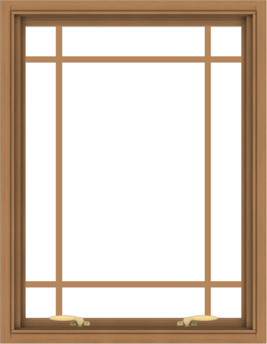 WDMA 28x36 (27.5 x 35.5 inch) Oak Wood Green Aluminum Push out Awning Window with Prairie Grilles