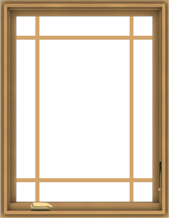 WDMA 28x36 (27.5 x 35.5 inch) Pine Wood Dark Grey Aluminum Crank out Casement Window with Prairie Grilles