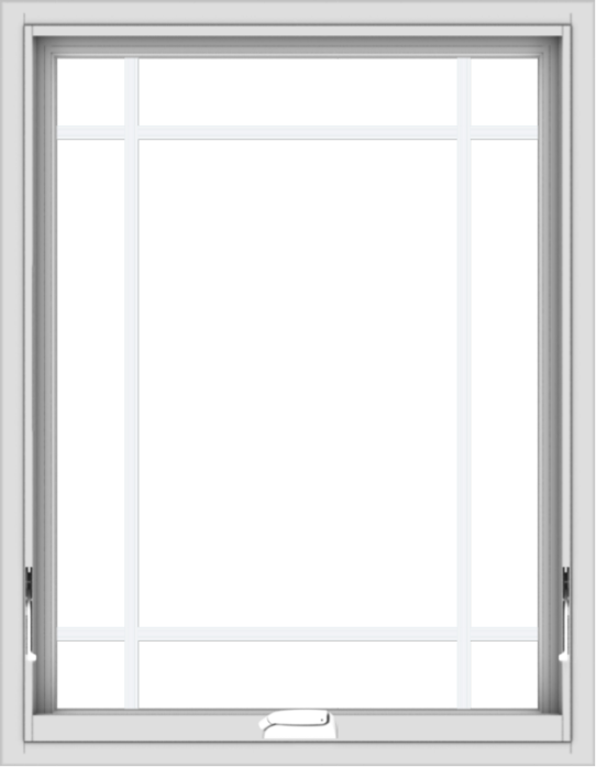 WDMA 28x36 (27.5 x 35.5 inch) White Vinyl uPVC Crank out Awning Window with Prairie Grilles