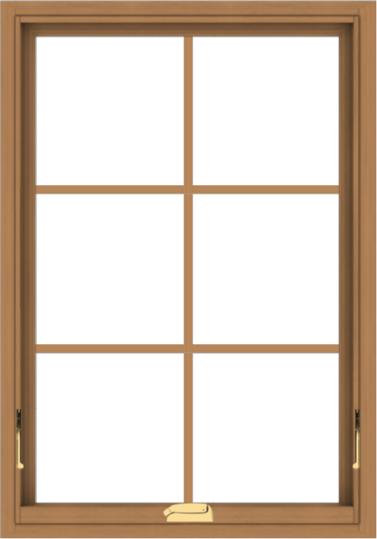 WDMA 28x40 (27.5 x 39.5 inch) Oak Wood Dark Brown Bronze Aluminum Crank out Awning Window with Colonial Grids Interior