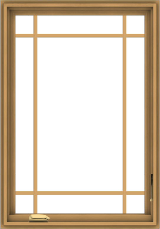 WDMA 28x40 (27.5 x 39.5 inch) Pine Wood Dark Grey Aluminum Crank out Casement Window with Prairie Grilles