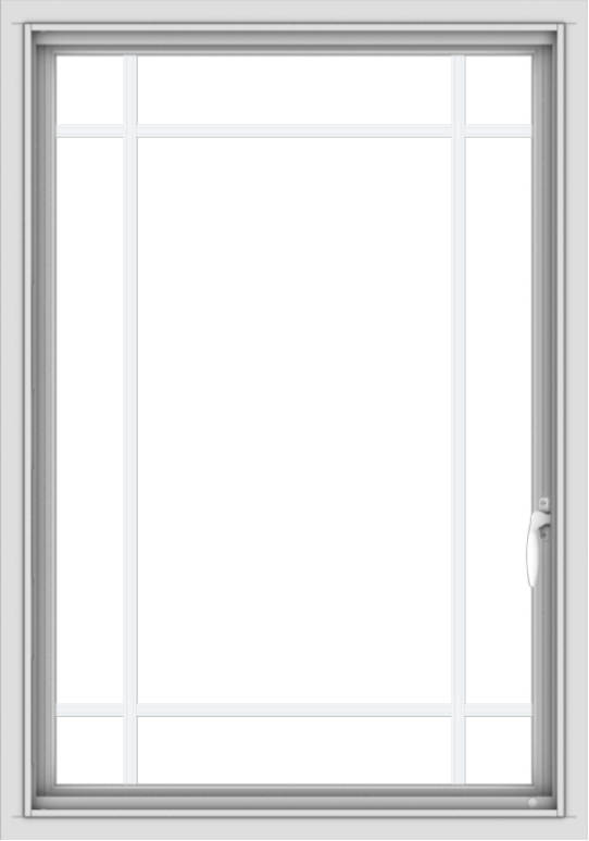 WDMA 28x40 (27.5 x 39.5 inch) Vinyl uPVC White Push out Casement Window with Prairie Grilles
