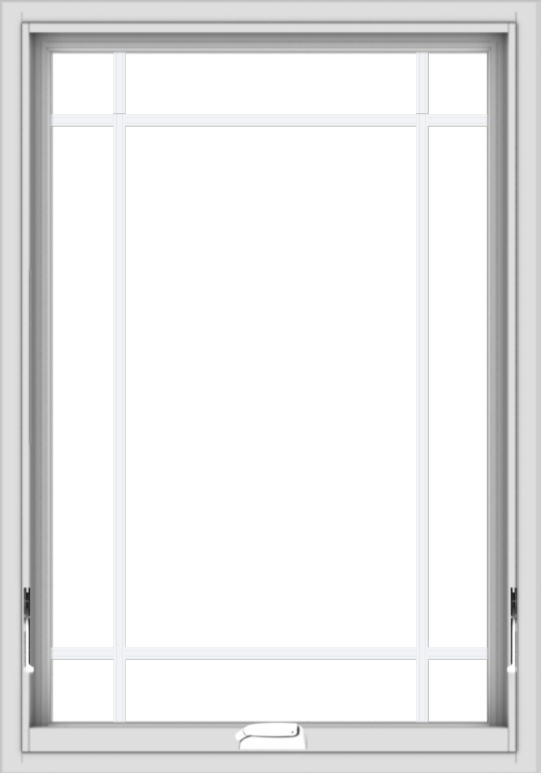 WDMA 28x40 (27.5 x 39.5 inch) White Vinyl uPVC Crank out Awning Window with Prairie Grilles