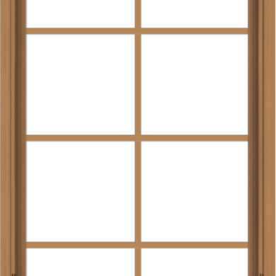 WDMA 28x48 (27.5 x 47.5 inch) Oak Wood Dark Brown Bronze Aluminum Crank out Awning Window with Colonial Grids Interior