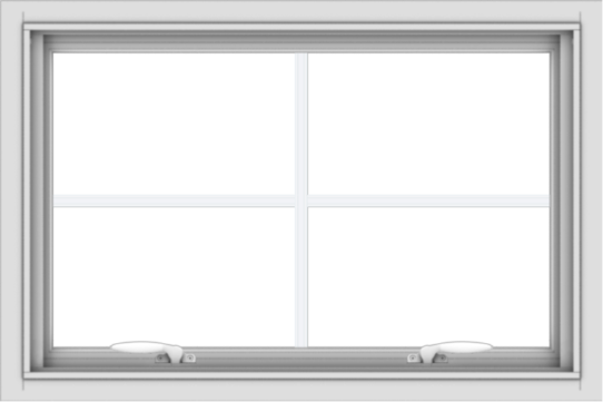 WDMA 30x20 (29.5 x 19.5 inch) White uPVC Vinyl Push out Awning Window with Colonial Grids Interior