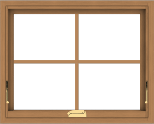 WDMA 30x24 (29.5 x 23.5 inch) Oak Wood Dark Brown Bronze Aluminum Crank out Awning Window with Colonial Grids Interior