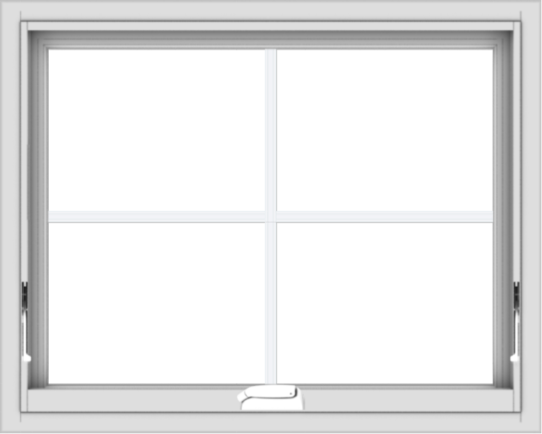 WDMA 30x24 (29.5 x 23.5 inch) White Vinyl uPVC Crank out Awning Window with Colonial Grids Interior