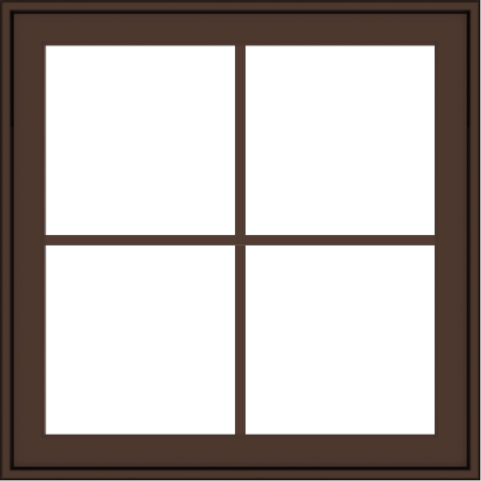 WDMA 30x30 (29.5 x 29.5 inch) Oak Wood Dark Brown Bronze Aluminum Crank out Awning Window with Colonial Grids Exterior
