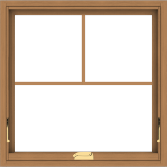 WDMA 30x30 (29.5 x 29.5 inch) Oak Wood Dark Brown Bronze Aluminum Crank out Awning Window with Fractional Grilles