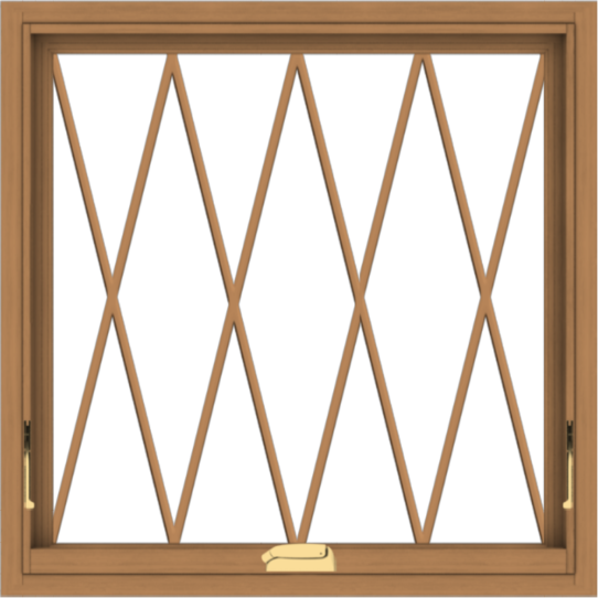 WDMA 30x30 (29.5 x 29.5 inch) Oak Wood Dark Brown Bronze Aluminum Crank out Awning Window without Grids with Diamond Grills