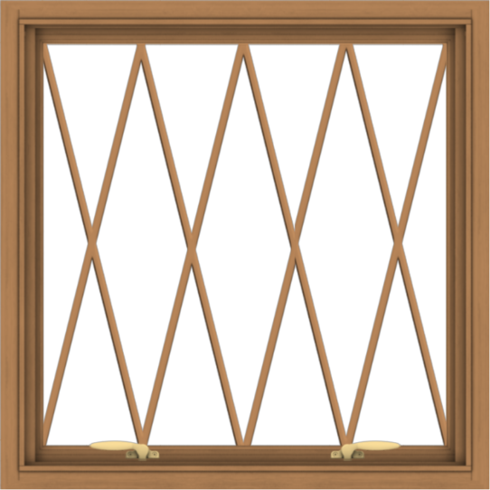 WDMA 30x30 (29.5 x 29.5 inch) Oak Wood Green Aluminum Push out Awning Window without Grids with Diamond Grills