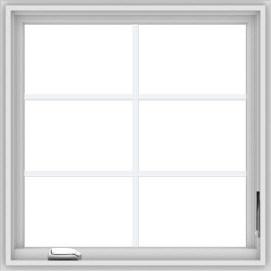 WDMA 30x30 (29.5 x 29.5 inch) White Vinyl uPVC Crank out Casement Window with Colonial Grids
