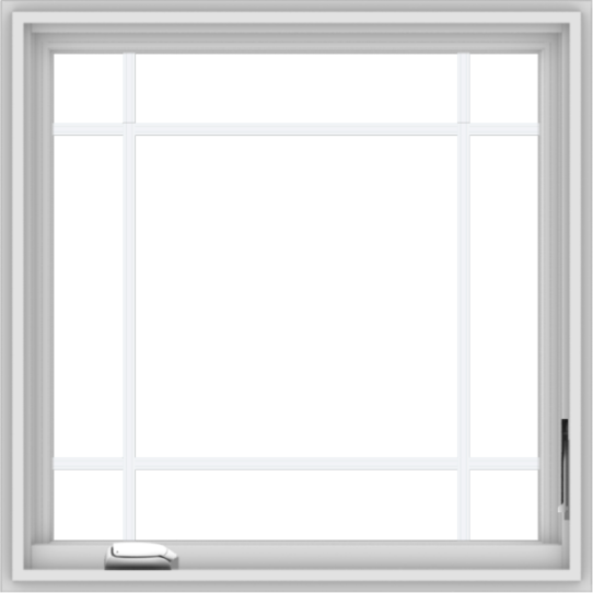 WDMA 30x30 (29.5 x 29.5 inch) White Vinyl uPVC Crank out Casement Window with Prairie Grilles