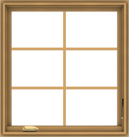 WDMA 30x32 (29.5 x 31.5 inch) Pine Wood Dark Grey Aluminum Crank out Casement Window with Colonial Grids