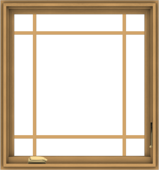 WDMA 30x32 (29.5 x 31.5 inch) Pine Wood Dark Grey Aluminum Crank out Casement Window with Prairie Grilles