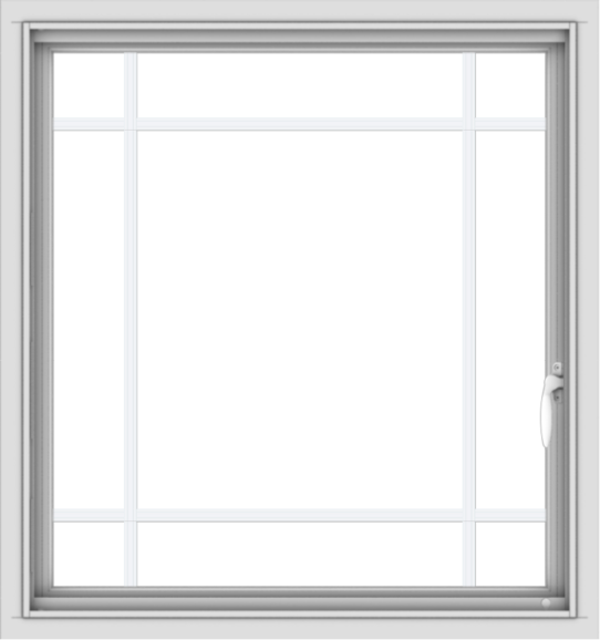 WDMA 30x32 (29.5 x 31.5 inch) Vinyl uPVC White Push out Casement Window with Prairie Grilles