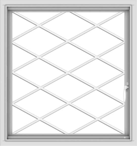 WDMA 30x32 (29.5 x 31.5 inch) Vinyl uPVC White Push out Casement Window  with Diamond Grills