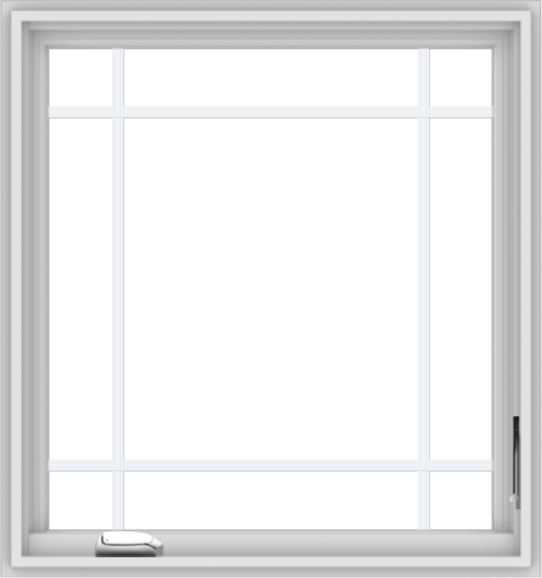 WDMA 30x32 (29.5 x 31.5 inch) White Vinyl uPVC Crank out Casement Window with Prairie Grilles