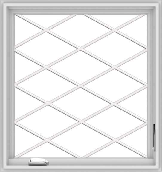 WDMA 30x32 (29.5 x 31.5 inch) White Vinyl uPVC Crank out Casement Window  with Diamond Grills