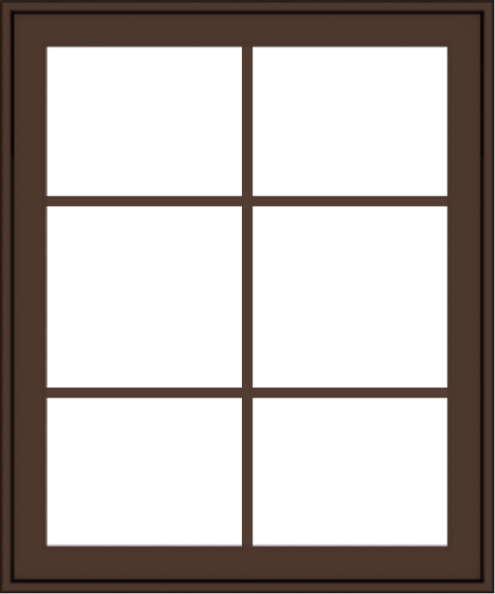 WDMA 30x36 (29.5 x 35.5 inch) Oak Wood Dark Brown Bronze Aluminum Crank out Awning Window with Colonial Grids Exterior