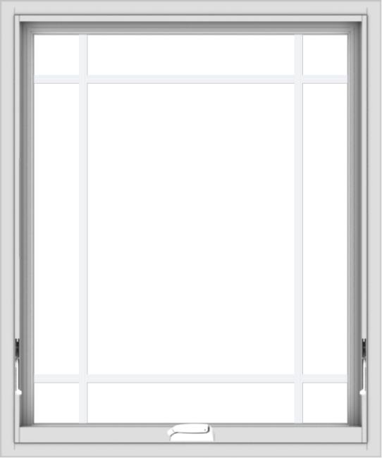 WDMA 30x36 (29.5 x 35.5 inch) White Vinyl uPVC Crank out Awning Window with Prairie Grilles