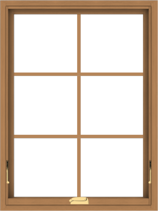 WDMA 30x40 (29.5 x 39.5 inch) Oak Wood Dark Brown Bronze Aluminum Crank out Awning Window with Colonial Grids Interior