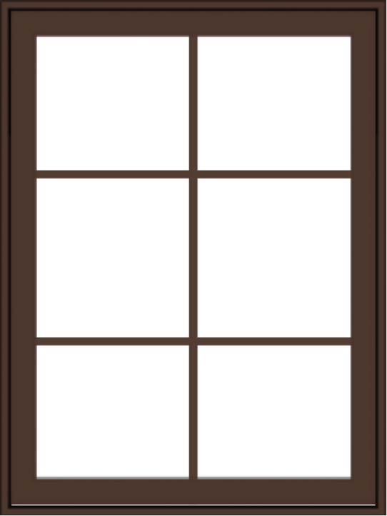 WDMA 30x40 (29.5 x 39.5 inch) Oak Wood Dark Brown Bronze Aluminum Crank out Awning Window with Colonial Grids Exterior