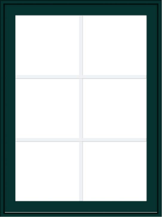 WDMA 30x40 (29.5 x 39.5 inch) Oak Wood Green Aluminum Push out Awning Window with Colonial Grids Exterior
