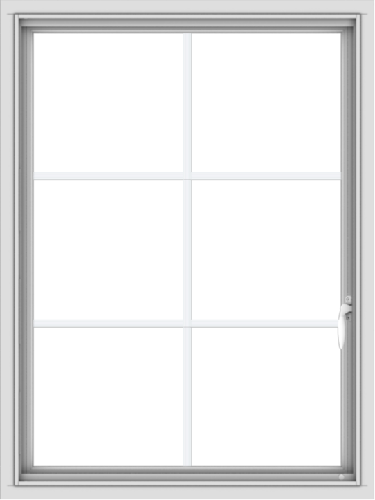 WDMA 30x40 (29.5 x 39.5 inch) Vinyl uPVC White Push out Casement Window with Colonial Grids
