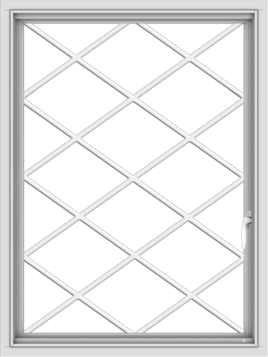 WDMA 30x40 (29.5 x 39.5 inch) Vinyl uPVC White Push out Casement Window  with Diamond Grills