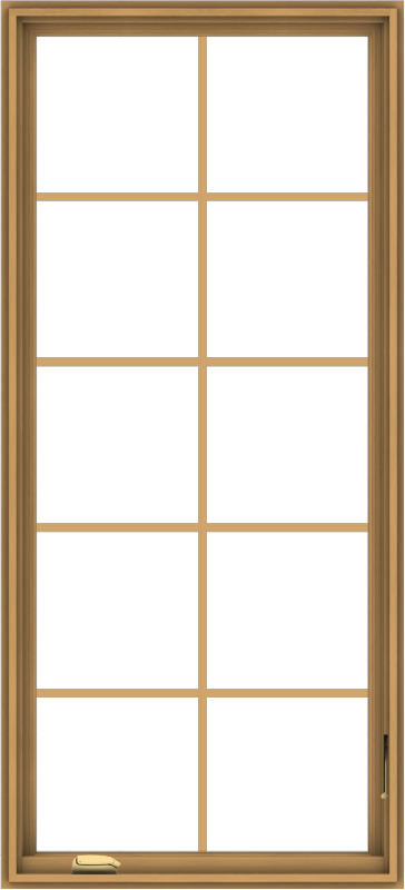 WDMA 30x66 (29.5 x 65.5 inch) Pine Wood Dark Grey Aluminum Crank out Casement Window with Colonial Grids
