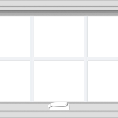 WDMA 32x20 (31.5 x 19.5 inch) White Vinyl uPVC Crank out Awning Window with Colonial Grids Interior