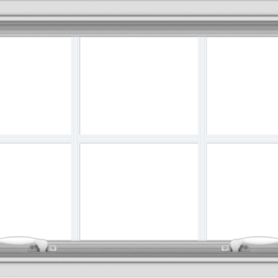 WDMA 32x20 (31.5 x 19.5 inch) White uPVC Vinyl Push out Awning Window with Colonial Grids Interior