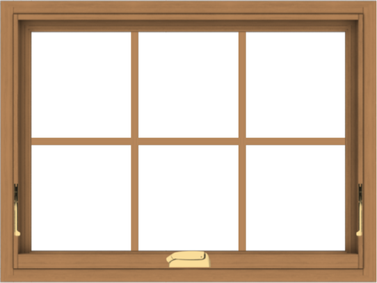WDMA 32x24 (31.5 x 23.5 inch) Oak Wood Dark Brown Bronze Aluminum Crank out Awning Window with Colonial Grids Interior