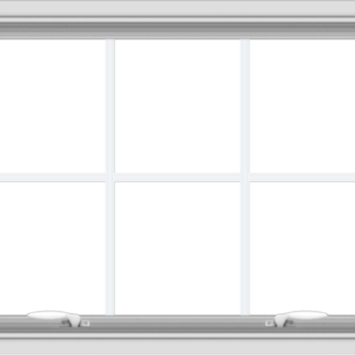 WDMA 32x24 (31.5 x 23.5 inch) White uPVC Vinyl Push out Awning Window with Colonial Grids Interior