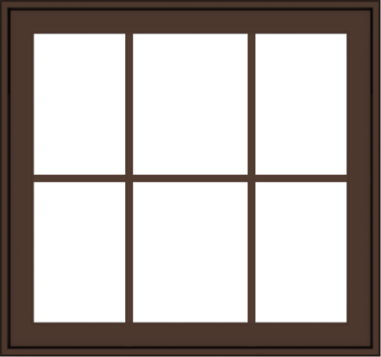 WDMA 32x30 (31.5 x 29.5 inch) Oak Wood Dark Brown Bronze Aluminum Crank out Awning Window with Colonial Grids Exterior