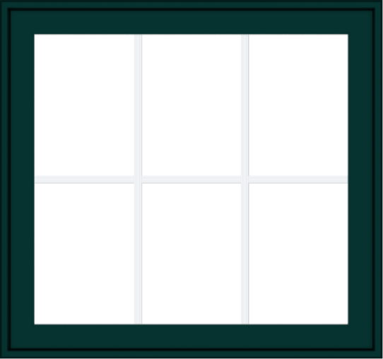 WDMA 32x30 (31.5 x 29.5 inch) Oak Wood Green Aluminum Push out Awning Window with Colonial Grids Exterior