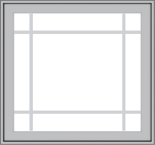 WDMA 32x30 (31.5 x 29.5 inch) Pine Wood Light Grey Aluminum Push out Casement Window with Prairie Grilles
