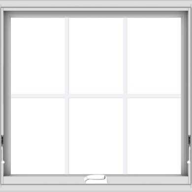 WDMA 32x30 (31.5 x 29.5 inch) White Vinyl uPVC Crank out Awning Window with Colonial Grids Interior