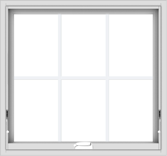 WDMA 32x30 (31.5 x 29.5 inch) White Vinyl uPVC Crank out Awning Window with Colonial Grids Interior