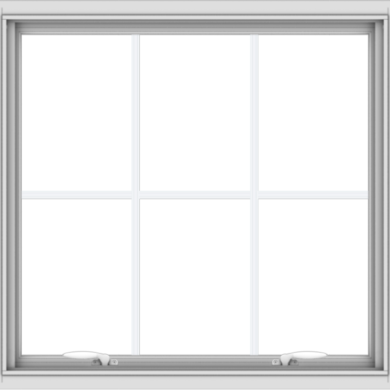 WDMA 32x30 (31.5 x 29.5 inch) White uPVC Vinyl Push out Awning Window with Colonial Grids Interior